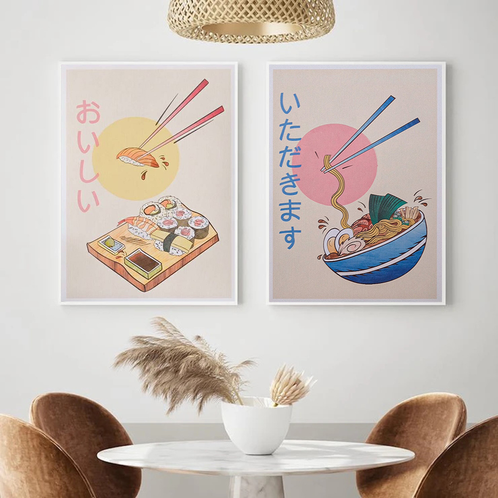 和風キッチン食品ポスターとプリントラーメン寿司キャンバス絵画 - Japanese Lifestyle Home のレビューと価格