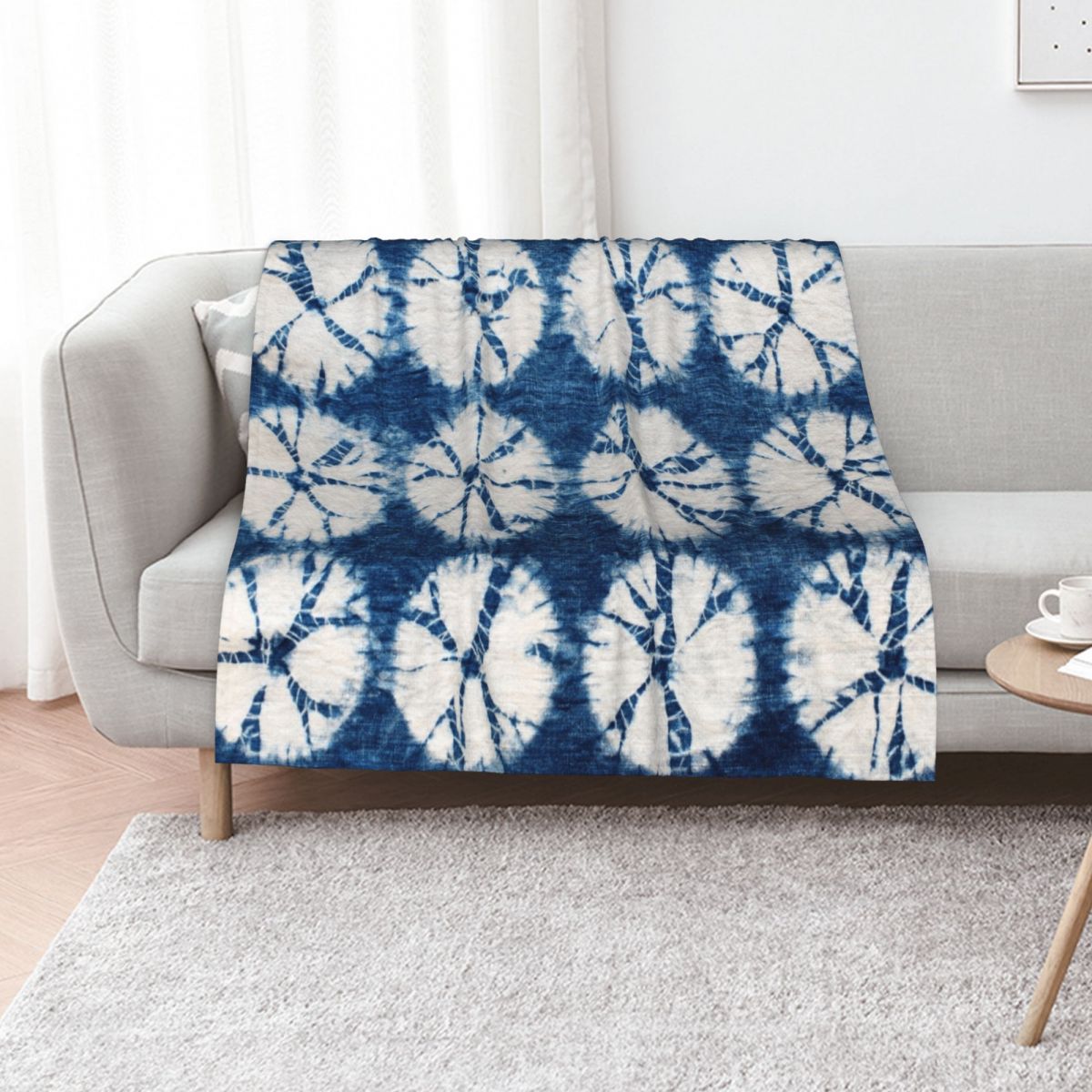 シボリサークル、インディゴ、タイダイ柄スローブランケット、フ - Shibori Tie Dye のレビューと価格