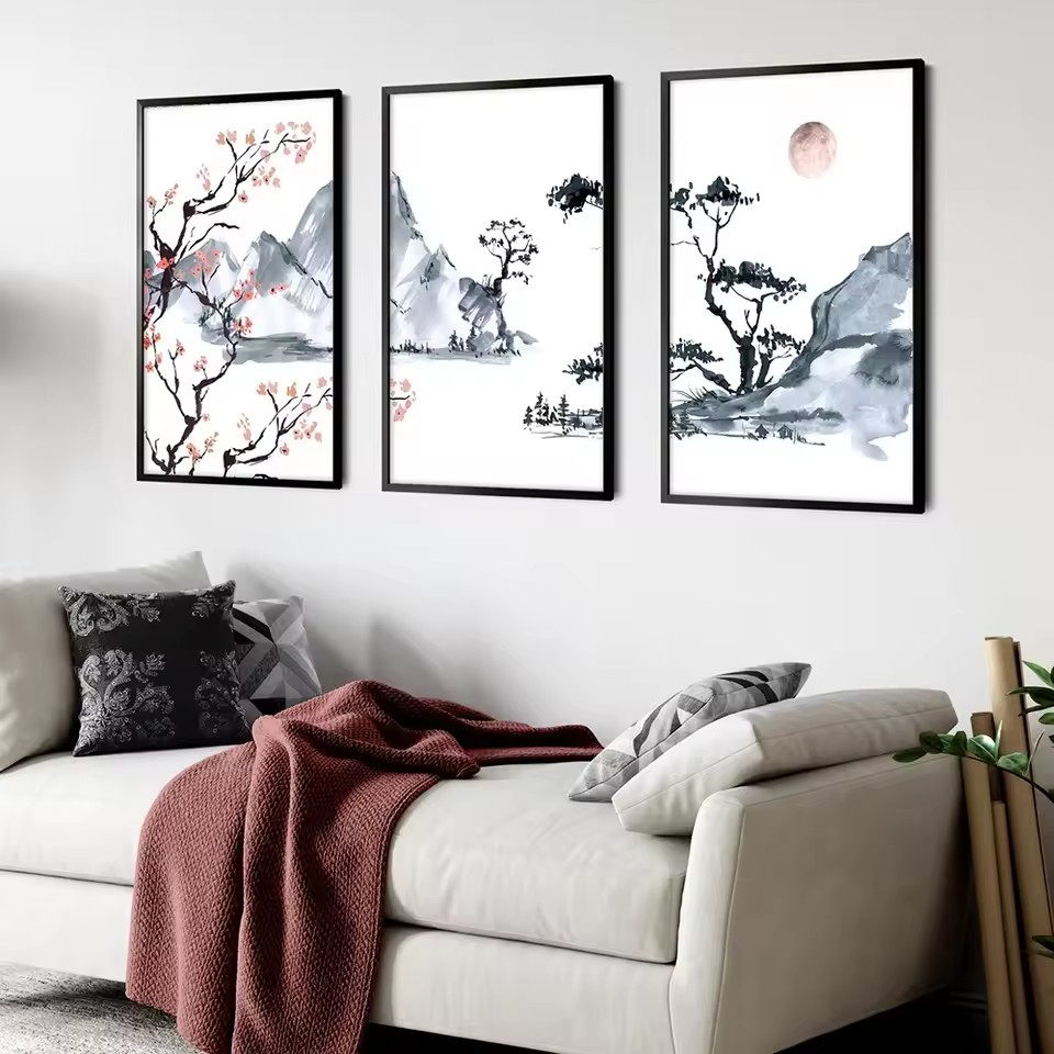 和風桜の木キャンバス油絵ポスタープリントモダンシンプルインク - Japanese Lifestyle Home のレビューと価格