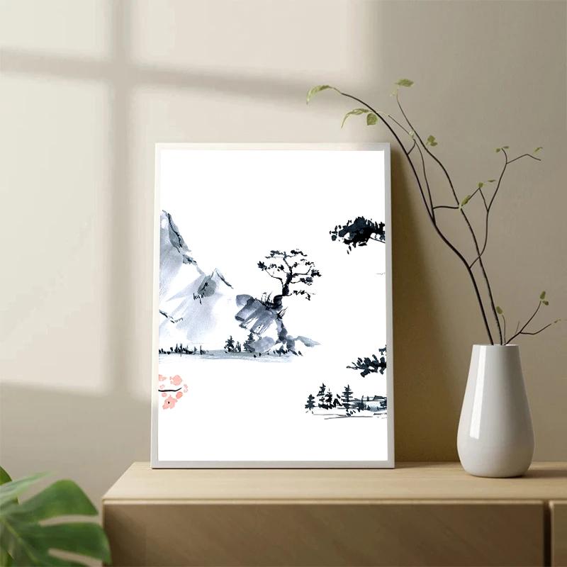 和風桜の木キャンバス油絵ポスタープリントモダンシンプルインク - Japanese Lifestyle Home のレビューと価格