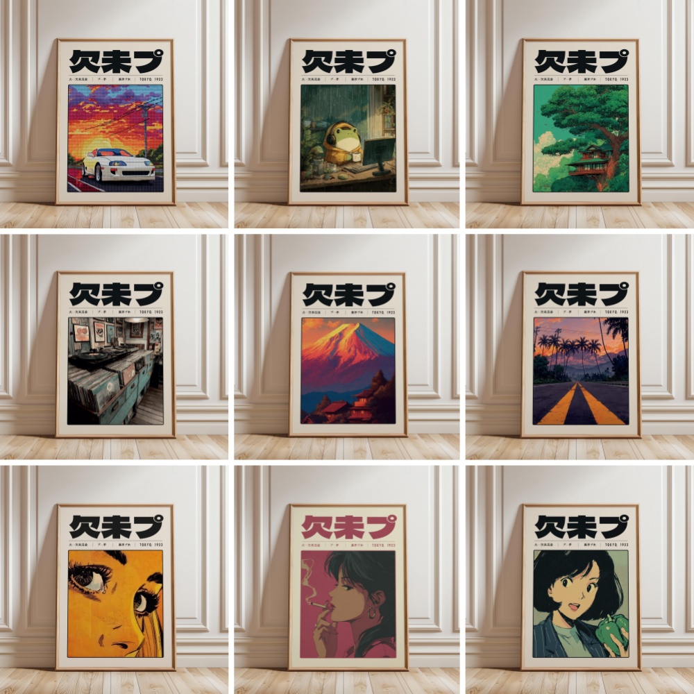 レトロ東京ベイプワーブポップカルチャーポスター和風キャンバス - Japanese Tokyo Lifestyle のレビューと価格